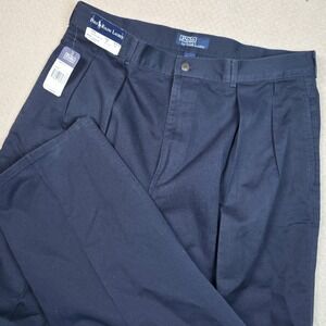 NWT Polo Ralph Lauren Classic Fit Chino Pants Men 38x32 Navy Blue Pleated Khakis